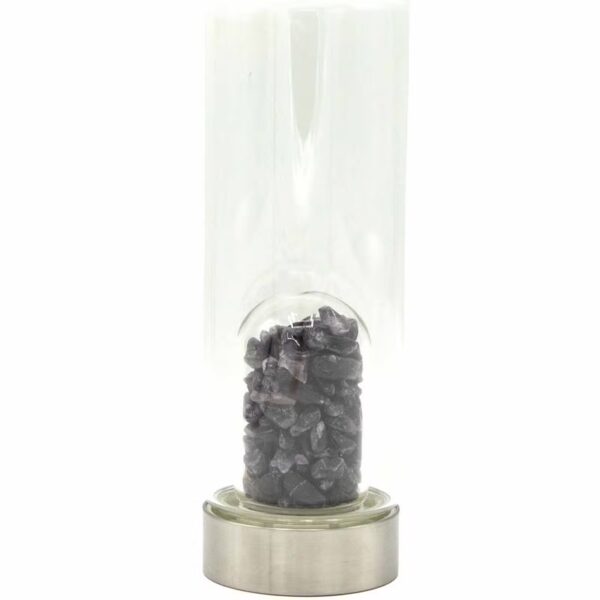 Crystal Infused Glass Water Bottle - Relaxing Amethyst - Chips - Image 4